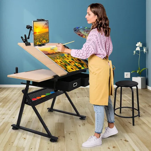 Vista 4 de Mippko Soporte para tablet para escritorio/mesa/caballete/tablero/estante, brazo de aleación de aluminio ajustable de 360°, soporte para iPad
