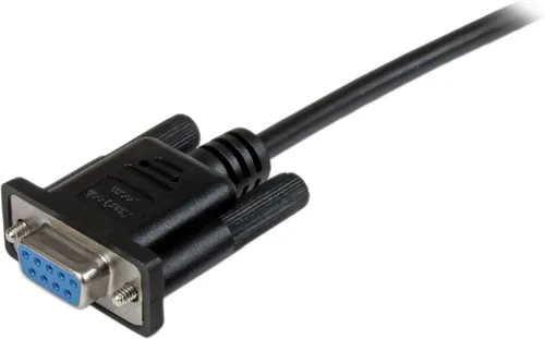 Vista 2 de StarTech Cable de módem nulo serie DB9 RS232 de 6.6 ft, color negro, F/F - DB9 hembra a hembra, cable de módem nulo RS232 de 9 pines, 6.6 ft, negro