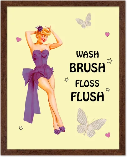 Vista 38 de Poster Master Pin Up Girl Poster - Better Late Than Ugly Print - Butterfly Art - Modern Art - Trendy Art - Gift for Men & Women - Funny Decor for