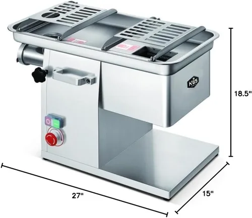 Vista 5 de KWS JQ-58 Duo Function Commercial 1950W 2.6HP Cortador eléctrico de carne fresca de 0.118 in + picadora de carne de acero inoxidable, máquina todo