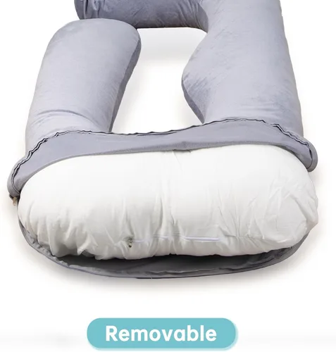 Vista 5 de Funda de repuesto para almohada de embarazo compatible con almohadas Momcozy, extraíble y lavable, funda de almohada suave en forma de U, protector