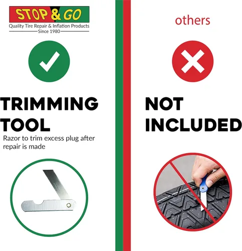 Vista 7 de Stop & Go 1020 Kit de reparación de neumáticos sin cámara de 25 piezas con mango en T y cuerda, para pinchazos o llantas ponchadas en automóvil