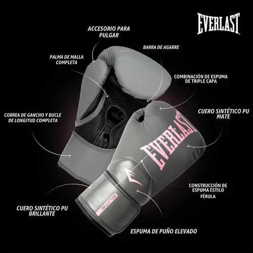 Vista 4 de Everlast Guantes de boxeo Elite 2 2-Gris/rosado