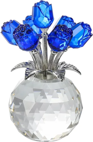 Vista 16 de Movdyka Figura de cristal de rosa negra con jarrón, ramo de flores, regalos para esposa, novia, mujer, rosas negras falsas, decoración gótica