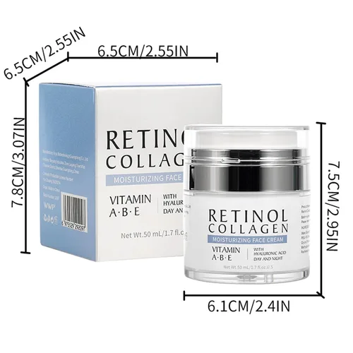 Vista 7 de Hidratante de retinol con colágeno y ácido hialurónico, crema facial de colágeno para tensar y reafirmar, crema facial antiarrugas para mujeres