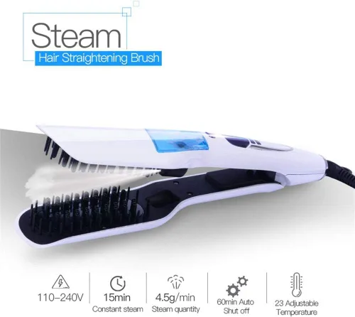 Vista 4 de Generic Cepillo de peine alisador de pelo, plancha de cerámica profesional para cabello lacio al vapor, temperatura ajustable