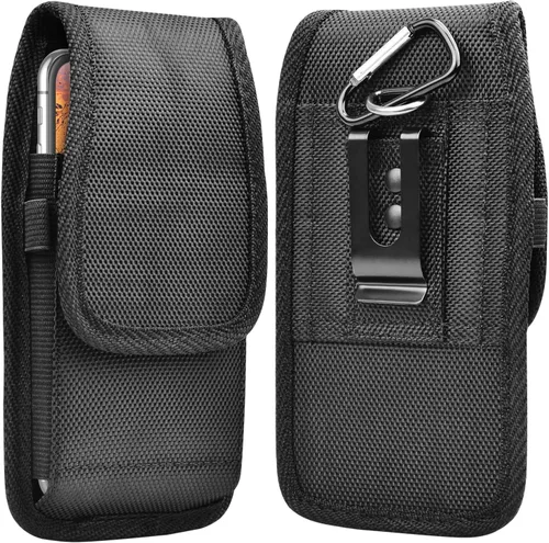 Vista 11 de Funda para teléfono con clip para cinturón, bolsa de transporte de PU de alta calidad con soporte para tarjetas de bloqueo RFID, funda magnética