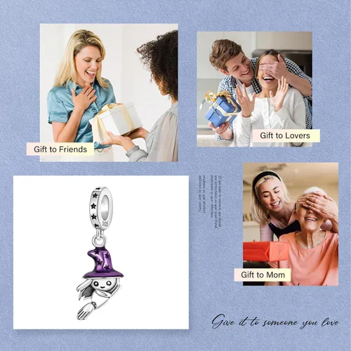 Vista 6 de RMMY Dije de plata de ley S925 para pulsera, collar, colgante, personajes de películas de dibujos animados para mujeres y niñas, regalos