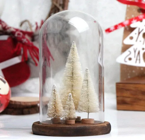 Vista 4 de Mini árbol de pino, 8 piezas de mini árboles de Navidad, árboles de nieve artificial, árboles de sisal, pino nevado, adorno de fiesta de Navidad