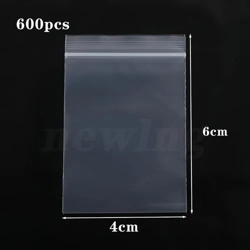Vista 2 de newlng Mini bolsas de plástico de 1.6 x 2.4 pulgadas/1.6x2.4 in, 600 bolsas de joyería transparentes resellables, bolsa pequeña con cremallera