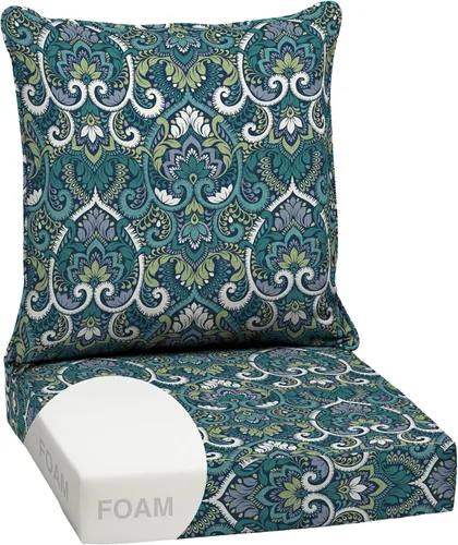 Vista 42 de Arden - Juego de cojines de asiento profundo para exteriores, espuma, 24x24, azulejos Alana