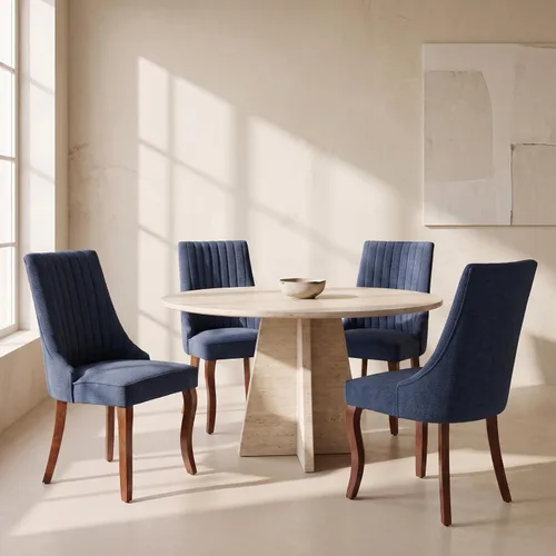 Vista 24 de Sillas de Comedor - Juego de 2 sillas de comedor modernas de mediados de siglo, tapizadas de tela con respaldo alto, sillas de cocina y comedor
