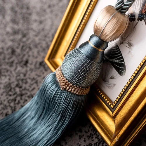 Vista 6 de Melodieux Alzapaños decorativos para cortina, borlas de bola, sujetadores de cortinas para ventanas de oficina en casa, cuerdas trenzadas con Azul