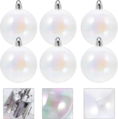 Vista 9 de Toddmomy 12 adornos de bolas de Navidad transparentes inastillables, bolas de Navidad iridiscentes, bolas de árbol de Navidad para fiestas