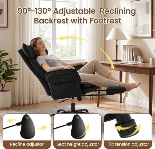 Vista 4 de Criss Cross Office Chair, Big and Tall Desk Chair Comty with Foot Rest Black