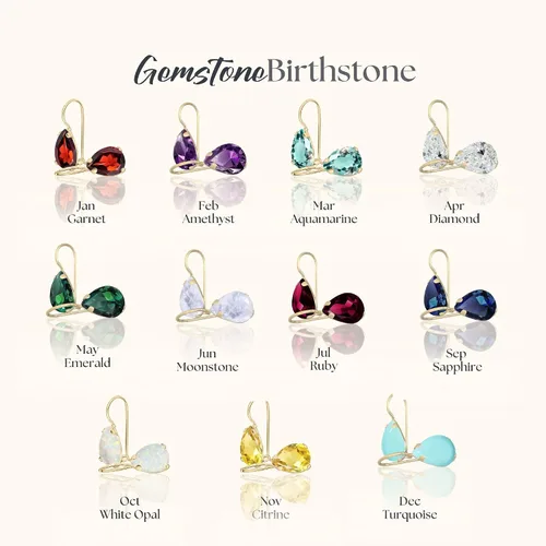 Vista 5 de 14K Solid Gold Earrings - Gemstone Earrings for Women - 14K Gold Earrings for Women - Birthstone Earrings - Teardrop Earrings for Women - Gold