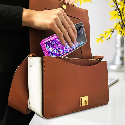 Vista 8 de STARSHOP Funda compatible con iPhone 13 Pro Max, con [protector de pantalla de vidrio templado incluido] Liquid Bling Sparkle Flotante Glitter