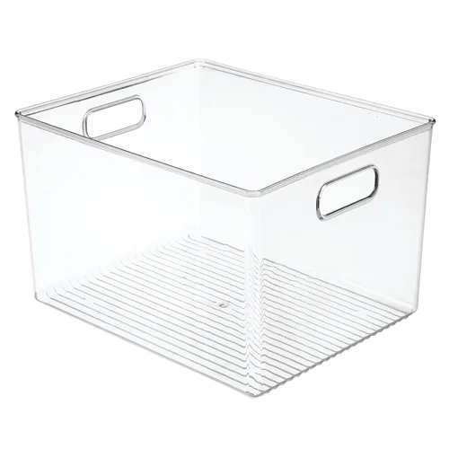 Vista 10 de mDesign Contenedor grande de plástico organizador de almacenamiento, organización de armario para pasillo, dormitorio, ropa de cama, abrigo
