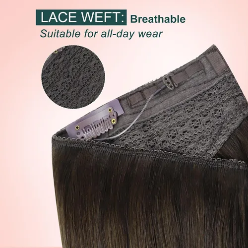 Vista 13 de Easyouth Extensión de cabello humano rubio con cola de caballo, extensiones de cabello humano rubio dorado con reflejos rubios, extensiones