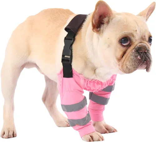 Vista 10 de PetWarm Manga de pierna delantera para perro, mangas ajustables para codo para perro con tiras reflectantes, manga de recuperación suave
