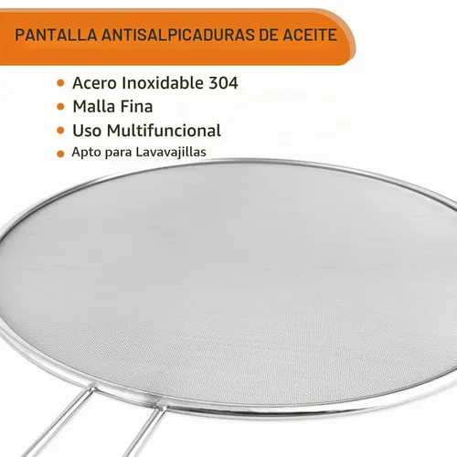 Vista 3 de Protector de salpicaduras de acero inoxidable, protector de salpicaduras de grasa plateado de 13 pulgadas para sartén, ollas de cocina y sartenes