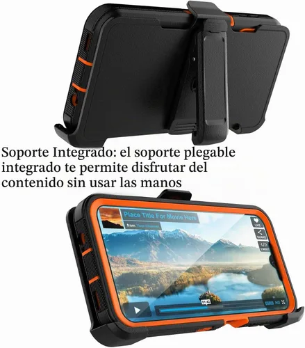 Vista 6 de Funda para teléfono Galaxy A14 5G, para Samsung A14 5G con clip para cinturón con [protector de pantalla incorporado] protector de pie resistente a