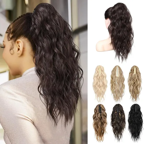 Vista 8 de LONAI Extensión de cola de caballo, extensiones de cola de caballo de 18 pulgadas con clip de garra ondulada ZJ001, longitud al hombro, extensiones