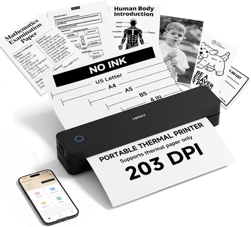 Vista 13 de HPRT MT610 Inkless Portable Printer &200Sheets&Case Kit，Wireless for Travel,Thermal Printer Supports 8.5" x 11" US Letter&A4&A5,Compatible with