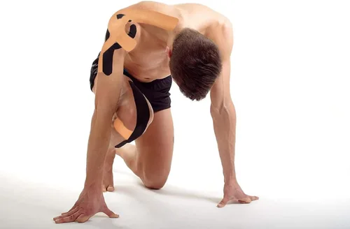 Vista 6 de Deilin Cinta de kinesiología, cintas deportivas terapéuticas elásticas para rodilla, hombro y codo, cinta corporal para levantar y levantar, Beige
