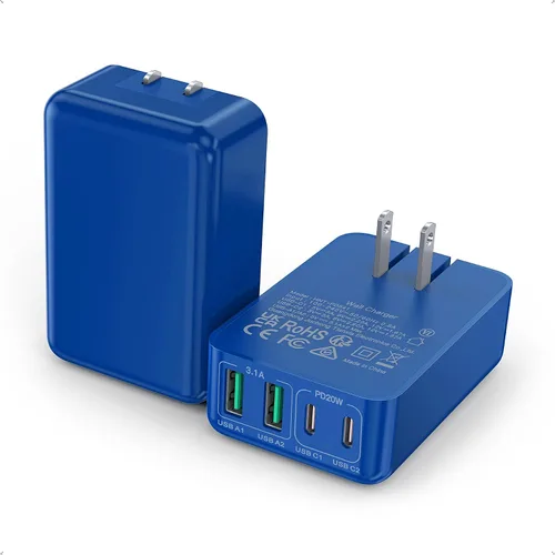 Vista 13 de [Paquete de 2] Cargador de pared plano multipuerto USB-C de 40 W, bloque
