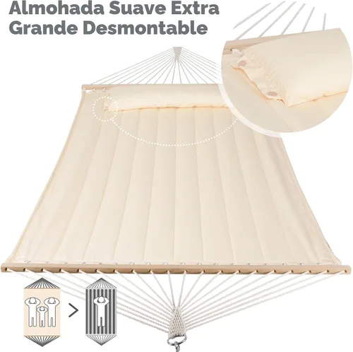Vista 4 de SUNCREAT Hamaca de repuesto para soporte, capacidad de 475 libras, hamaca de patio trasero para dos personas para exterior, color beige