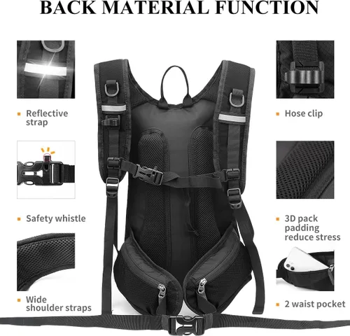 Vista 2 de NONSAR Mochila de hidratación, mochila de senderismo con vejiga de agua de 3 L, paquete de hidratación de aislamiento ligero, mochila de agua