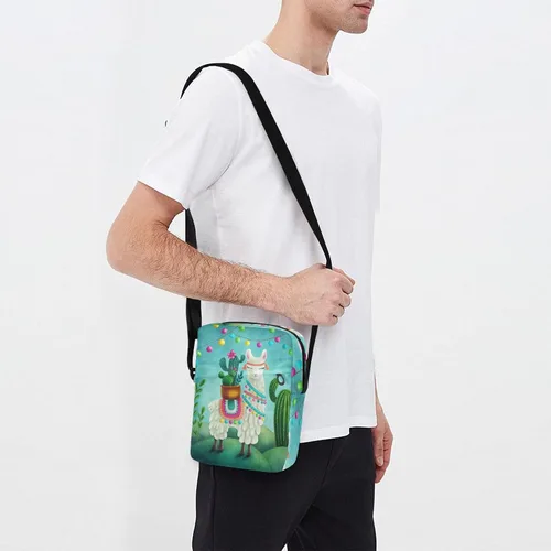 Vista 7 de Sinestour Bolsa de mensajero de alpaca con cactus de acuarela para mujeres y hombres, bolsa de hombro para trabajo y negocios