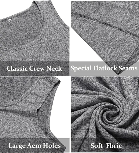Vista 5 de Babioboa Paquete de 2 camisetas sin mangas de entrenamiento para hombre, para gimnasio, atletismo, culturismo, camiseta muscular