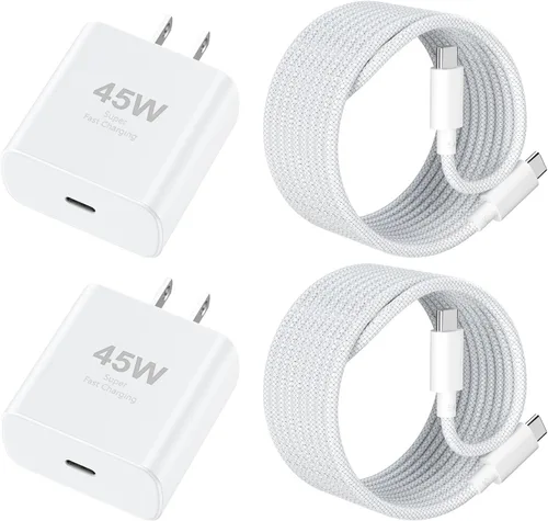 Vista 8 de Cargador para teléfono 17 16 Pro Max de carga rápida, 45 W USB C Phone 17 16 Bloque de carga súper rápido con cable de carga tipo C de 6.6 pies