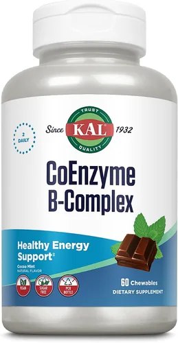 Vista 4 de KAL CoEnzyme Complejo de vitamina B, vitaminas B masticables para energía saludable, glóbulos rojos y soporte de la función nerviosa con vitamina