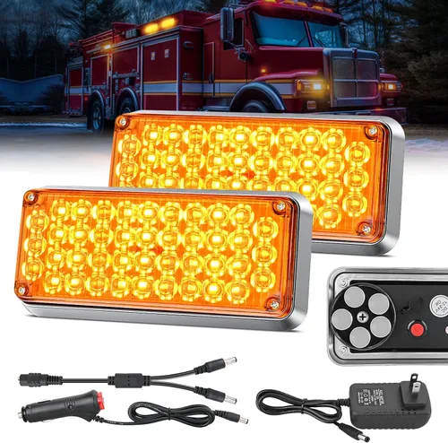 Vista 17 de Nilight Luces estroboscópicas magnéticas inalámbricas, 2 unidades, 12 luces LED ámbar de advertencia de emergencia, 18 patrones de destello