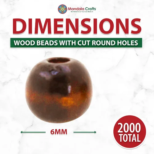 Vista 95 de Mandala Crafts - 2000 cuentas de madera redondas pequeñas de 6 mm para manualidades, suministros de macramé - cuentas de madera natural negra sin