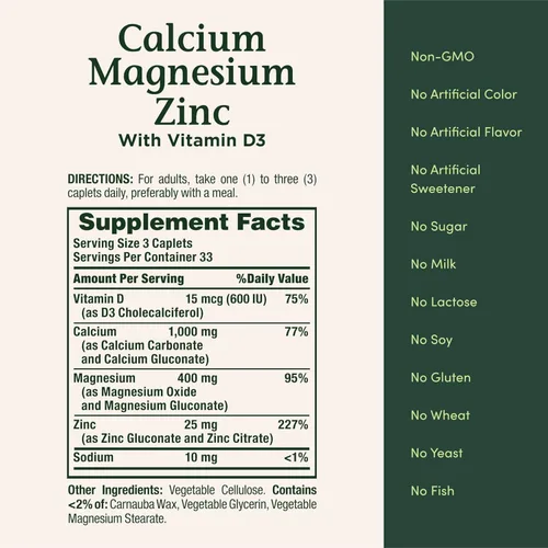 Vista 3 de Nb VIT Cal/Mag/Zinc Size 100s Nature's Bounty Calcio-Magnesio-Zinc Comprimidos 100