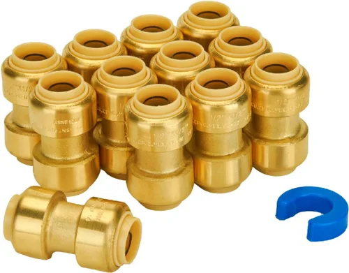 Vista 21 de SUNGATOR Acoplamiento recto a presión de 1 pulgada, PEX de empuje para conectar, cobre, CPVC, accesorios de plomería de latón sin plomo con clip