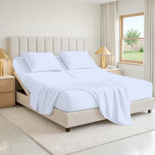 Vista 26 de SGI bedding Sábana Queen de 28" con Parte Superior Dividida Flex Head, 100% Algodón Egipcio, Cuenta de Hilos 1000, Sábana Superior Flex para Cama