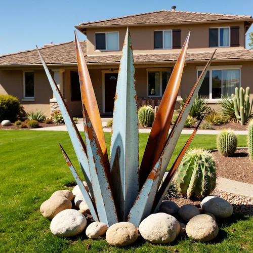 Vista 10 de KODIBO Planta de agave de metal de 24 pulgadas, decoración al aire libre Negro