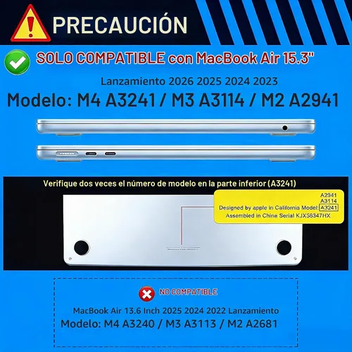Vista 2 de KECC Funda compatible con MacBook Air de 15 pulgadas 2025 2024 2023 lanzamiento M4 A3241 M3 A3114 M2 A2941 Funda protectora de plástico rígido, azul
