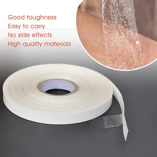 Vista 5 de 5/16"(0.8cm)*12 yardas Cinta para extensiones de cabello con cinta adhesiva de doble cara para extensiones de cabello (blanco)