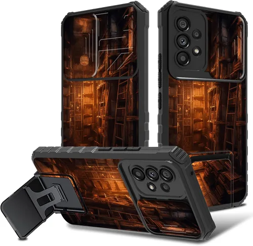 Vista 29 de Funda para Samsung Galaxy A53 5G con cubierta de cámara y soporte de soporte, resistente a prueba de golpes, TPU funda protectora para Samsung