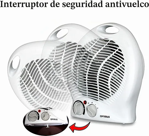 Vista 3 de Optimus H-1322 Calefactor portátil con ventilador de 2 velocidades y termostato, Blanco