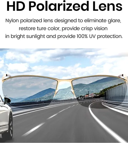 Vista 6 de Veda Tinda Vision Lentes de sol polarizados envolventes para hombres y mujeres, rectangulares, sin marcos, deportivos, de los años 90, protección