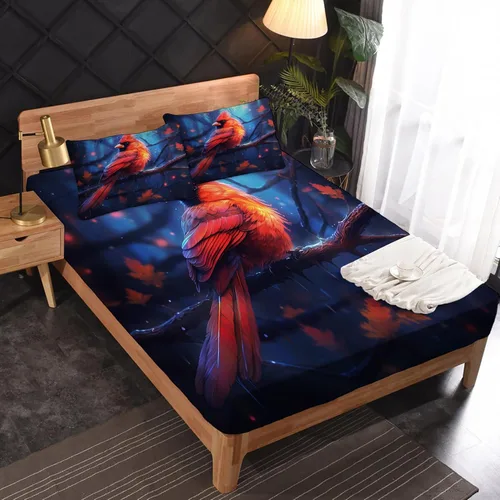 Vista 2 de Cardinal Sheets - Juego de sábanas tamaño individual, sábanas de microfibra suave con bolsillo profundo, sábanas y fundas de almohada estampadas sin