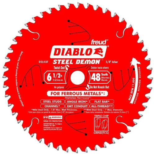 Vista 9 de Diablo Hoja de sierra Demon de acero para metal mediano – 5-1/2 pulgadas de diámetro, 30 dientes TCG, eje de 20 mm, corte de .059 pulgadas, ángulo