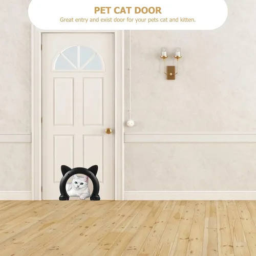 Vista 3 de DOITOOL Puerta interior integrada para mascotas con portal para gatos para pasaje de túnel de bricolaje, puerta ligera de plástico ABS para mascotas